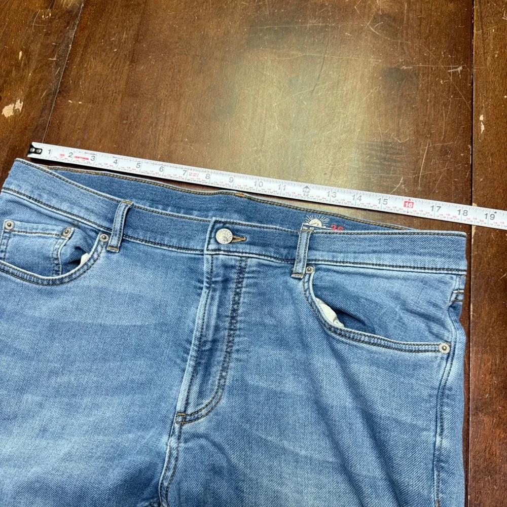 Faherty Jeans Mens 36X31 Blue Stretch Light Wash MBC0025-ETW